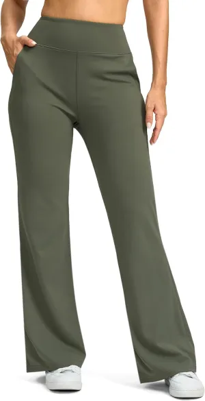 SANTINY Bootcut Pants for Women 28.5"/30.5"/32" Loose High Waisted Wide Leg Leggings Dress Work Flare Yoga Pants with Pockets