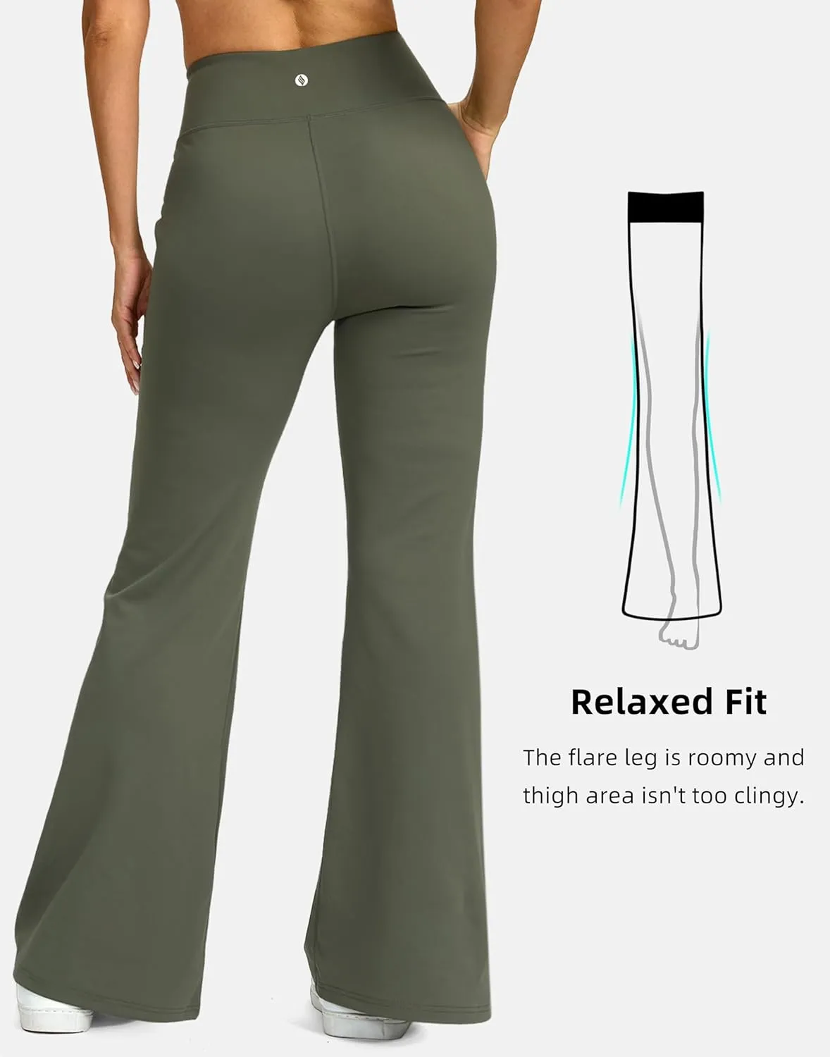 SANTINY Bootcut Pants for Women 28.5"/30.5"/32" Loose High Waisted Wide Leg Leggings Dress Work Flare Yoga Pants with Pockets