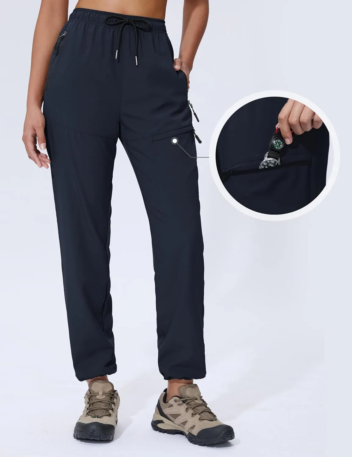 Seamaid Women's Hiking Pants Quick Dry Lightweight Travel Pants with Zipper Pockets Water Resistant for Outdoor Camping
