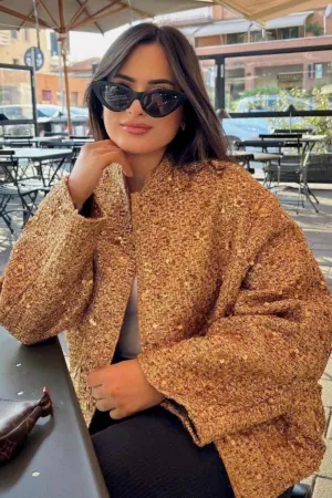 Sequined Small Stand Collar Jacket