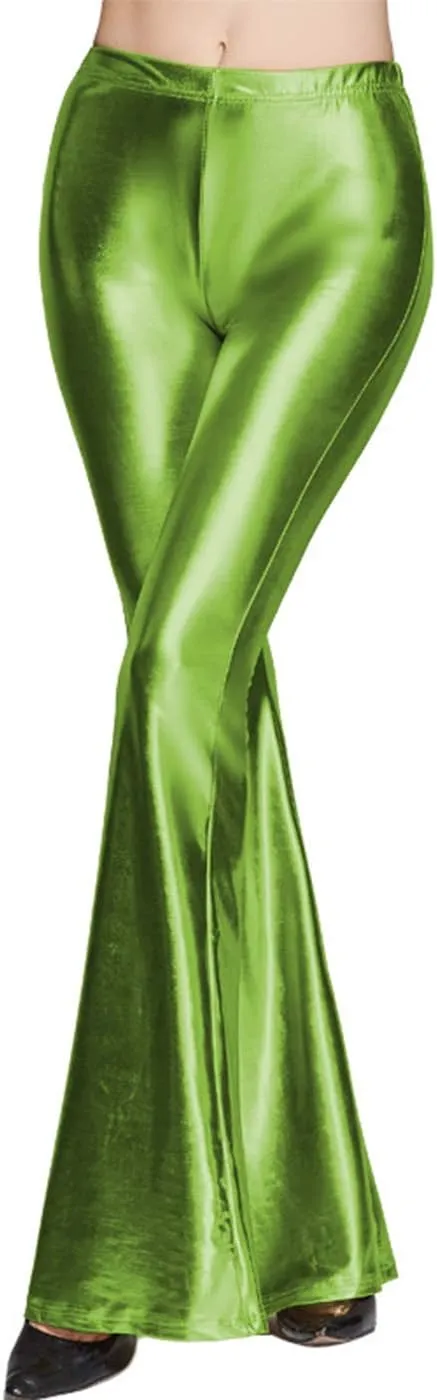 SIAEAMRG Womens Shinny Metallic Sequins High Waist Stretchy Bell Bottom Flared Pants, Wet Look Pants Club Wear