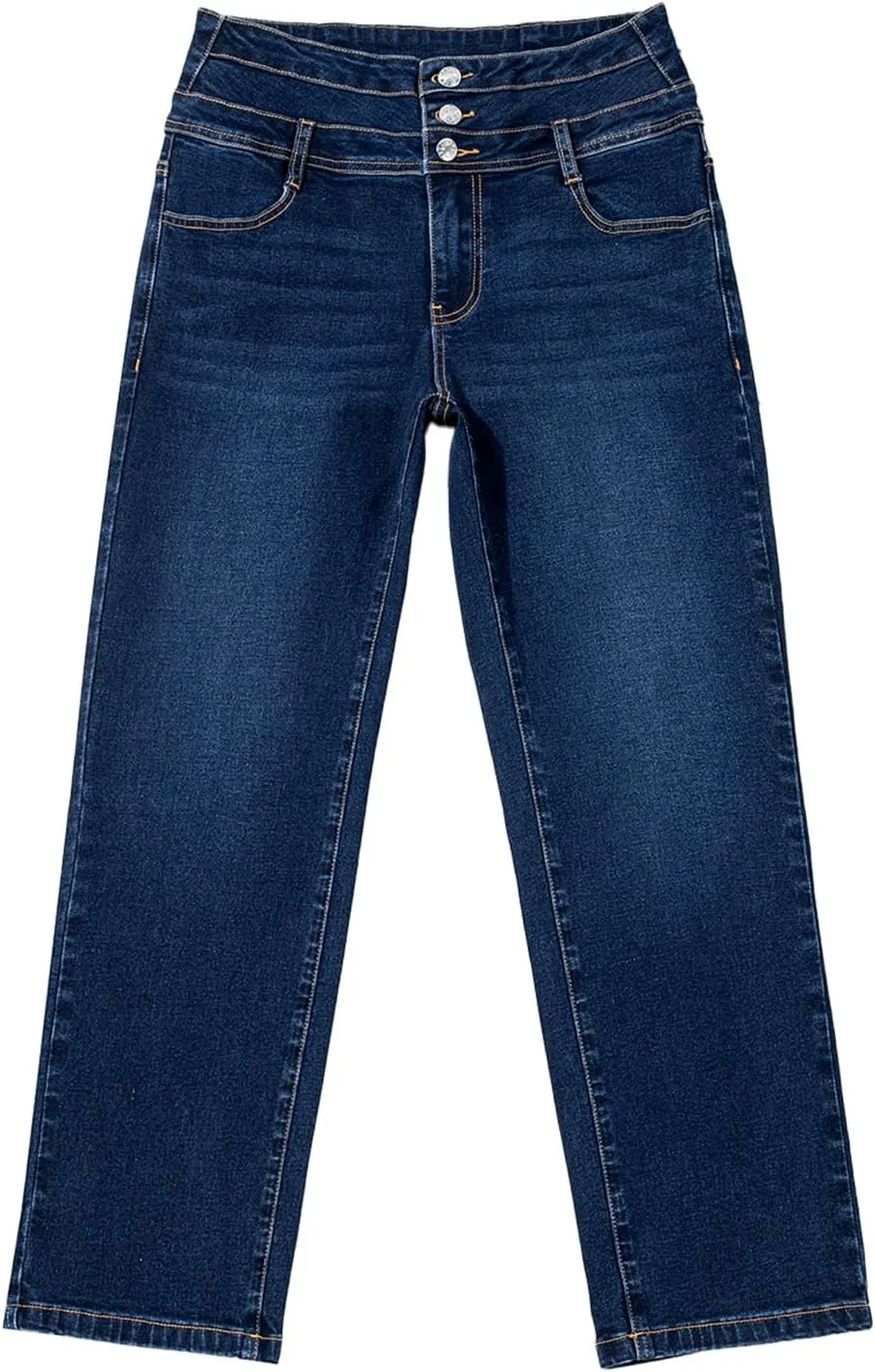 Sidefeel Women's High Waisted Tummy Control Jeans Strechy Trendy Button Up Ankle Zimbaplatinum Denim Pants