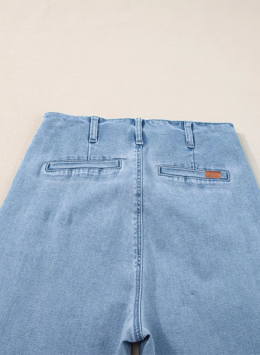 Sidefeel Women's Wide Leg Jeans High Waisted Zimbaplatinum Stretchy Straight Leg Jeans Buttoned Loose Denim Pants with Pocket