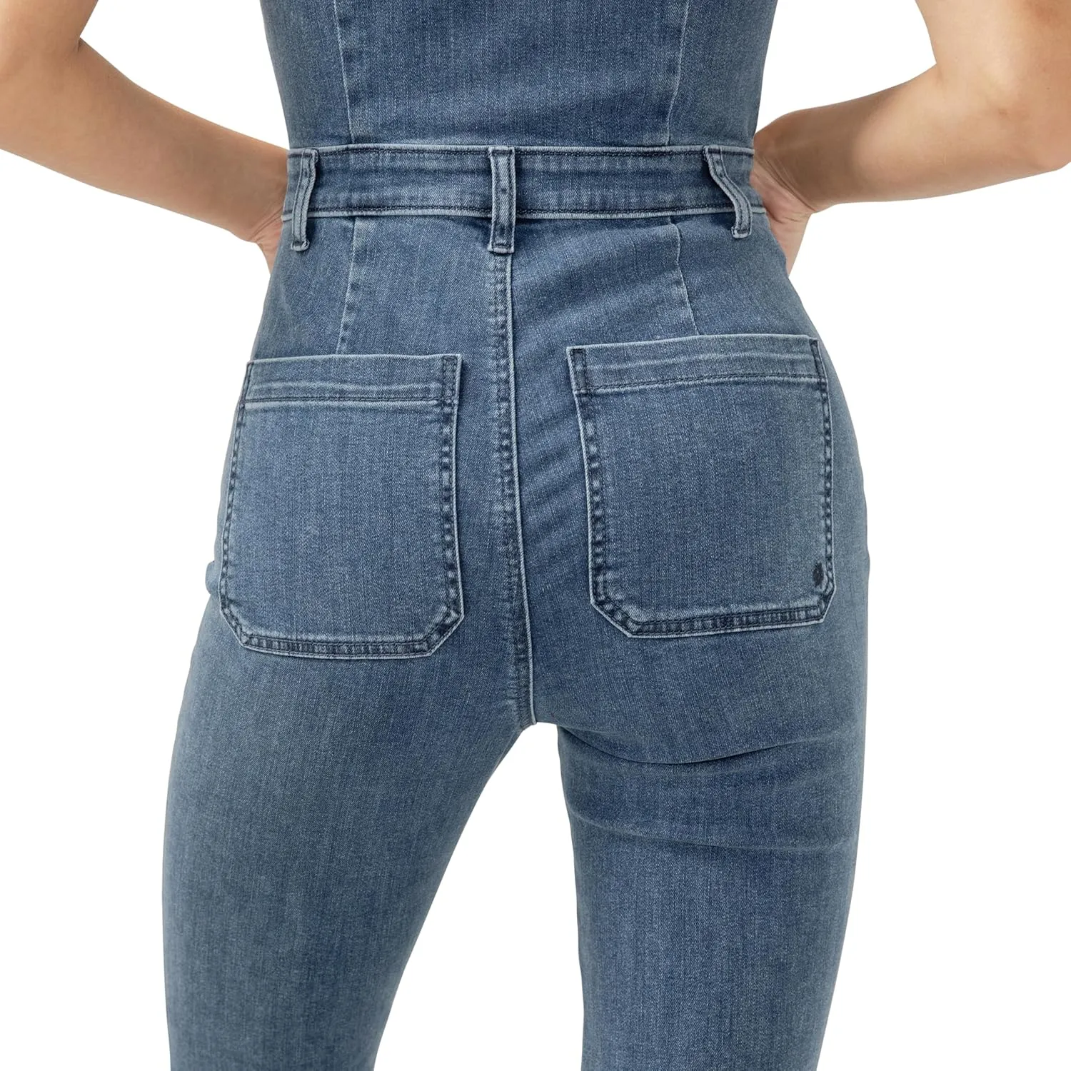 Silver Jeans Co. Womens 70s Flare Leg Denim Jumpsuit