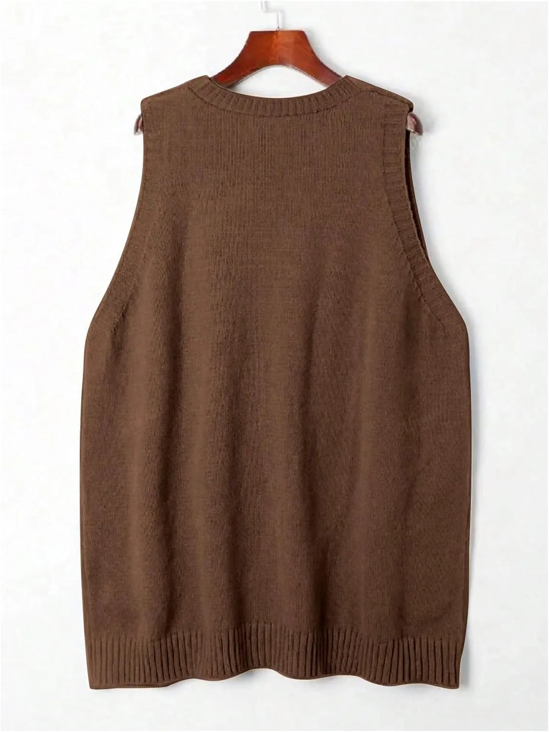 SOLY HUX Women's Plus Size Sweater Vest V Neck Sleeveless Loose Fit Knit Pullover Tank Tops with Pockets