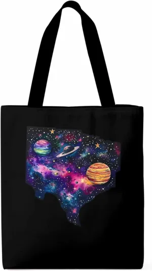 Space Sky Planets Canvas Tote Bag, Aesthetic Canvas Tote Handbags for Women Shoulder Bag
