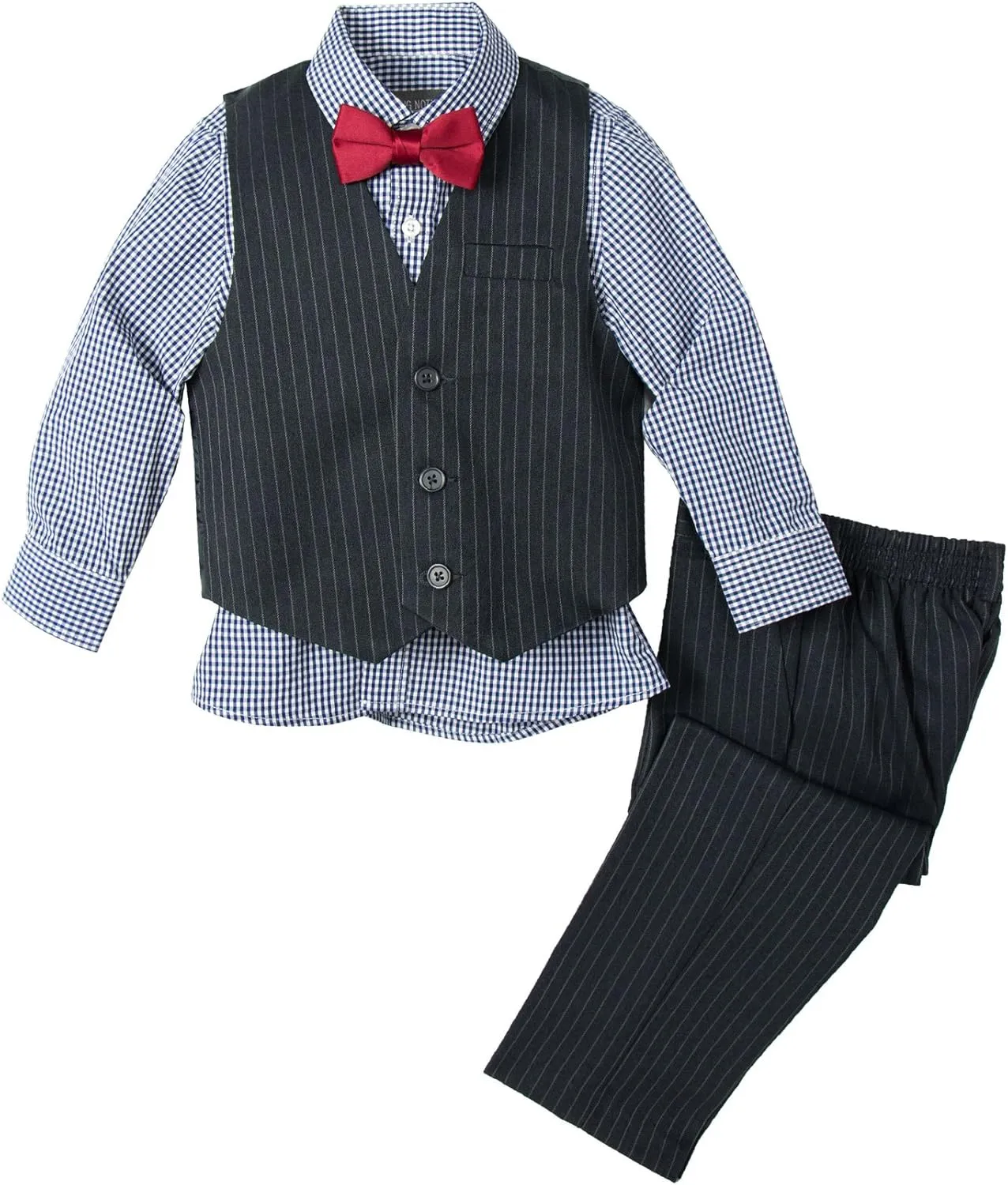 Spring Notion Big Boys' 5 Piece Pinstripe Vest Set