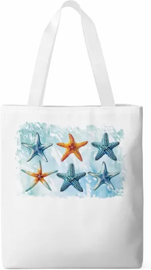 Summer Ocean Starfish Canvas Tote Bag, Aesthetic Canvas Tote Handbags for Women Shoulder Bag