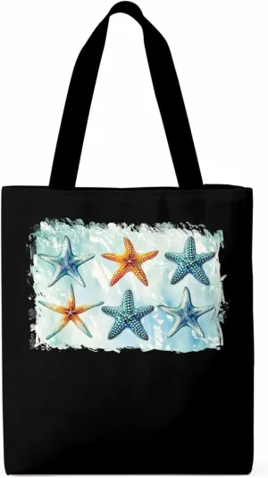 Summer Ocean Starfish Canvas Tote Bag, Aesthetic Canvas Tote Handbags for Women Shoulder Bag