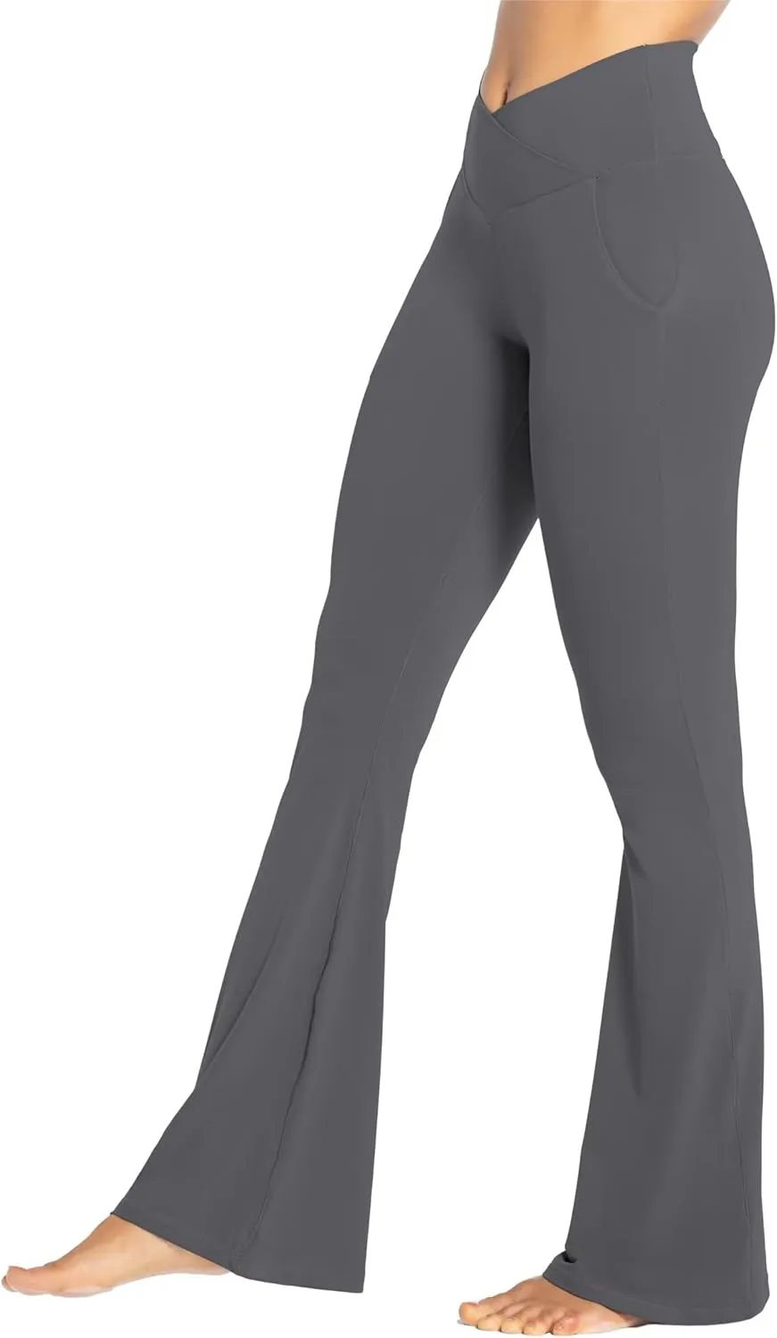 Sunzel Flare Leggings for Women with Pockets, Crossover Yoga Pants with Tummy Control, High Waisted and Wide Leg