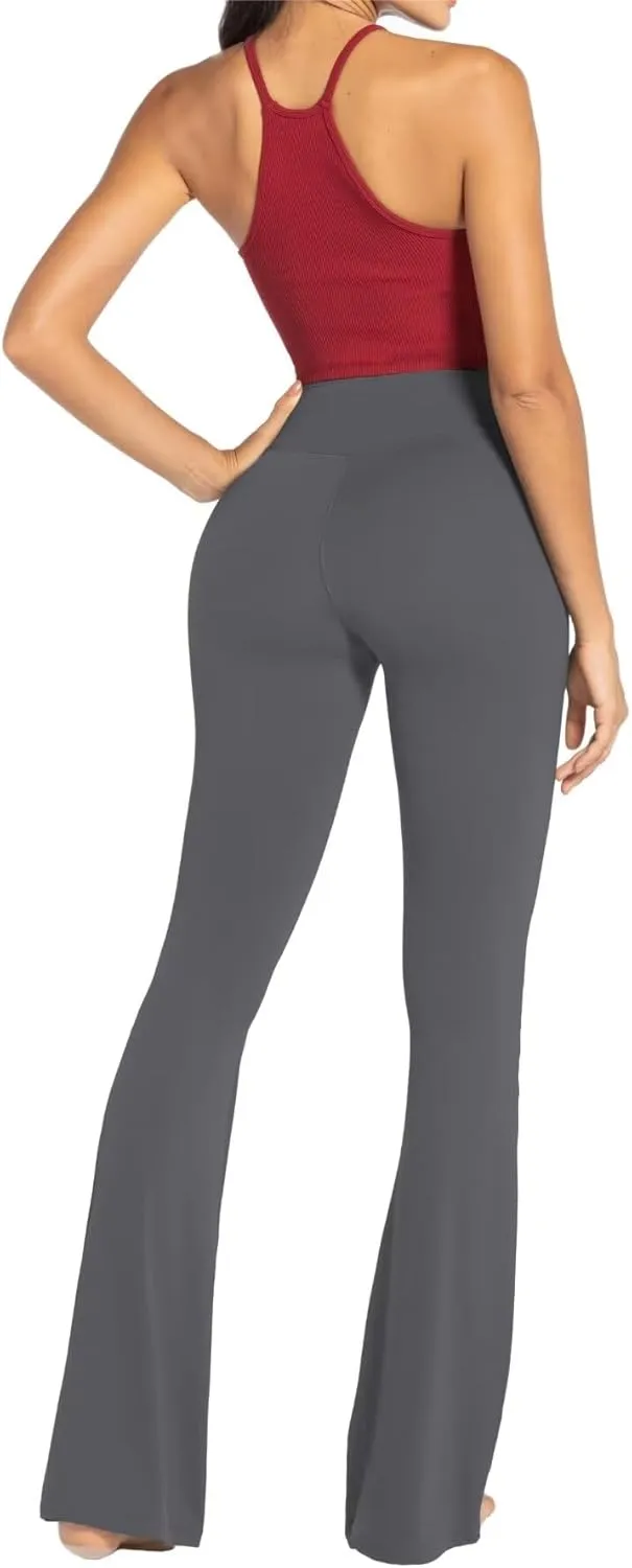 Sunzel Flare Leggings for Women with Pockets, Crossover Yoga Pants with Tummy Control, High Waisted and Wide Leg