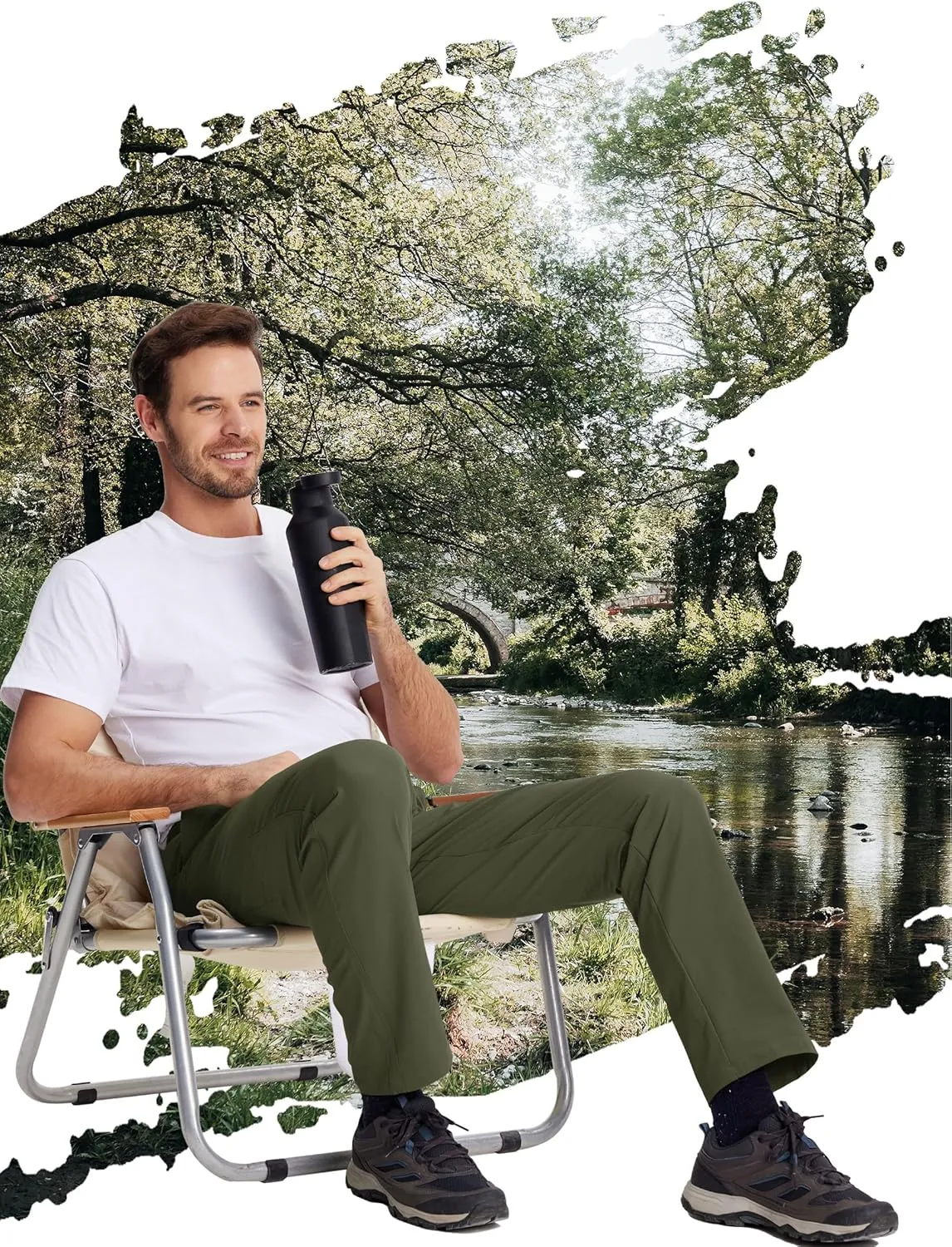 TACVASEN Men's Hiking Cargo Pants with 6 Pockets Lightweight Water Resistant Quick Dry Travel Work Pants Tactical Outdoor