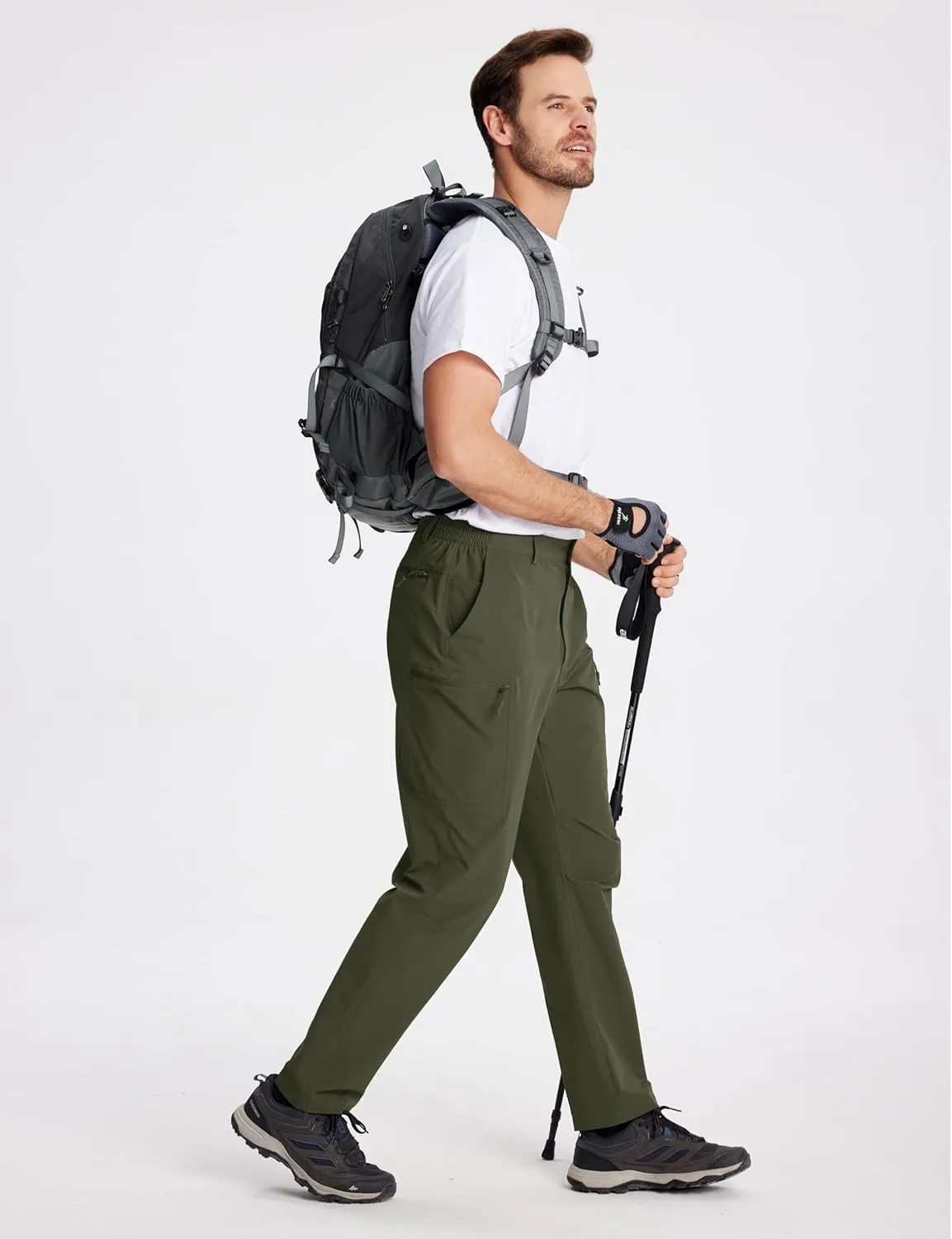 TACVASEN Men's Hiking Cargo Pants with 6 Pockets Lightweight Water Resistant Quick Dry Travel Work Pants Tactical Outdoor