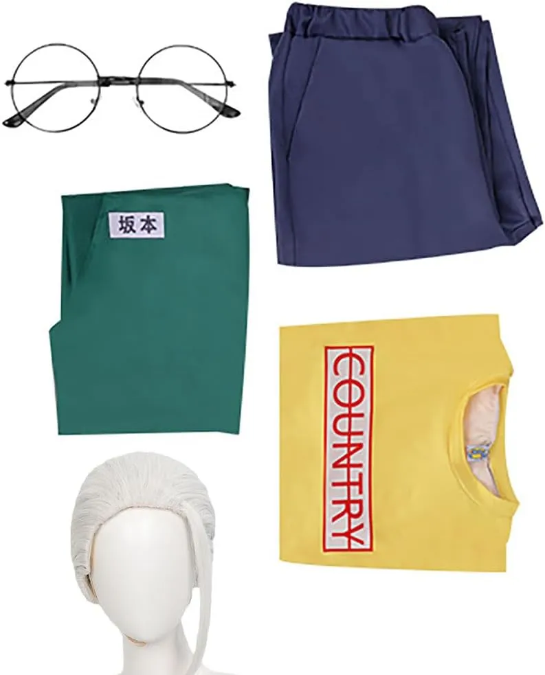 Taro Sakamoto Costume Taro Sakamoto Cosplay Apron Green Uniform Outfit Cloak Full Set with Glasses