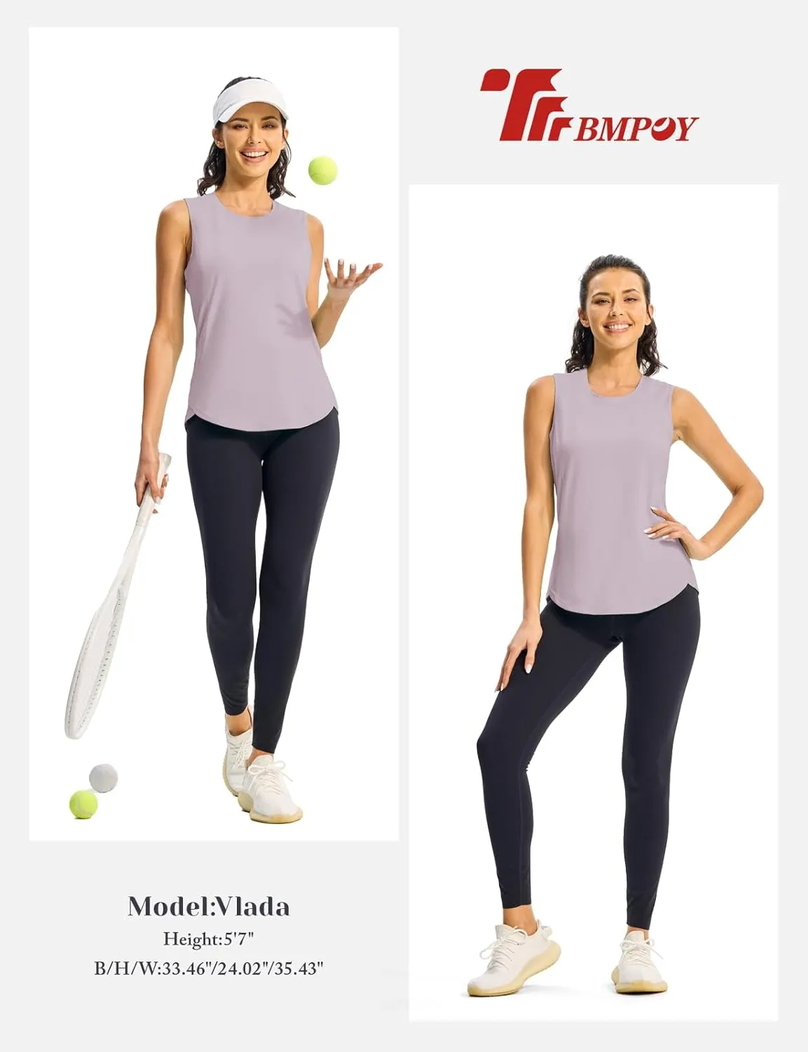 TBMPOY Women's Workout Tank Tops High Crew Neck Racerback Lightweight Muscle Dry Fit Tennis Sleeveless Athletic Running Yoga