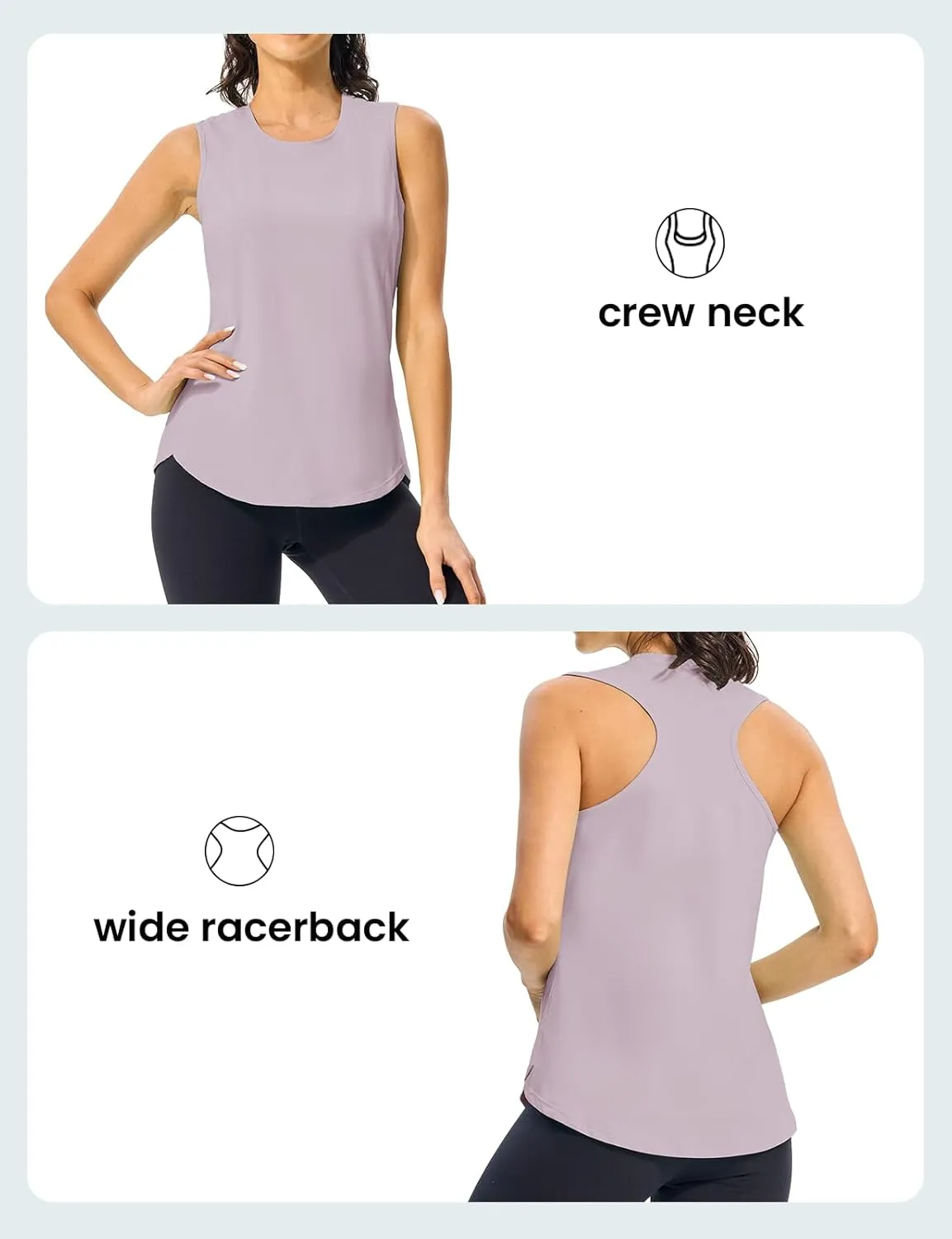 TBMPOY Women's Workout Tank Tops High Crew Neck Racerback Lightweight Muscle Dry Fit Tennis Sleeveless Athletic Running Yoga