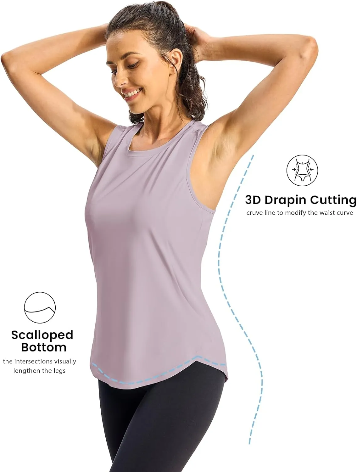 TBMPOY Women's Workout Tank Tops High Crew Neck Racerback Lightweight Muscle Dry Fit Tennis Sleeveless Athletic Running Yoga