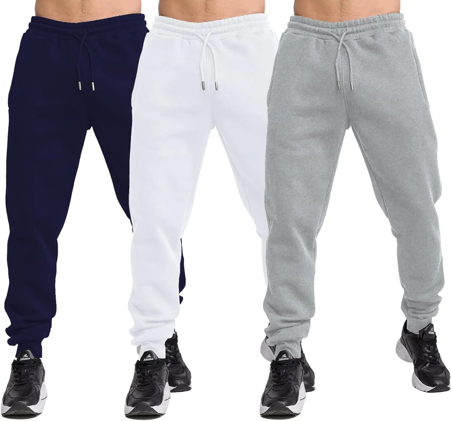TUVEKE Fleece Jogger Sweatpants for Men with Pockets Bottom Athletic Sweat Pants Workout Running Casual Gym Size Small to 3XL