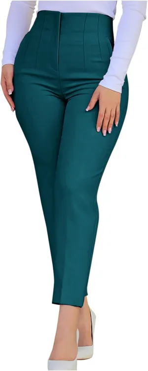 Uillui Dressy Pants for Women High Waist Slim Fit Straight Leg Pants Business Casual Work Office Pants Stretch Yoga Trousers