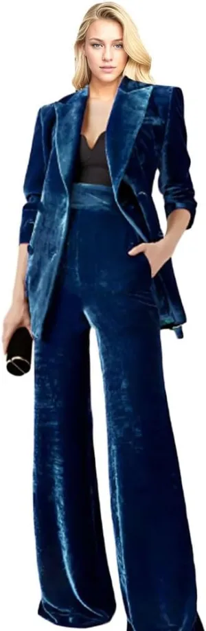 Velvet Womens Pant Suit Double Breasted Suit Women Formal Suit Womens Business Suits 2 Piece Set