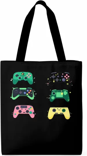 Video Game Console Controllers Canvas Tote Bag, Aesthetic Canvas Tote Handbags for Women Shoulder Bag