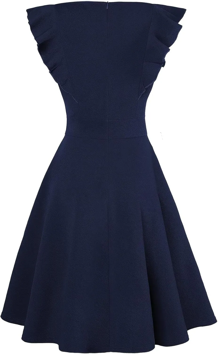 Vintage Summer Dress for Women High Waisted A Line Midi Dresses Round Neck Ruffle Short Sleeve Office Outfits