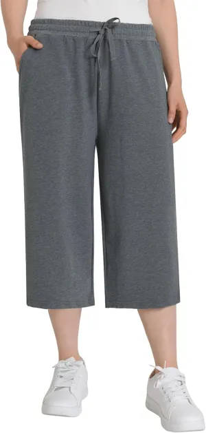 Weintee Women's Petite Capris Wide Leg Cotton Capri Pants with Pockets