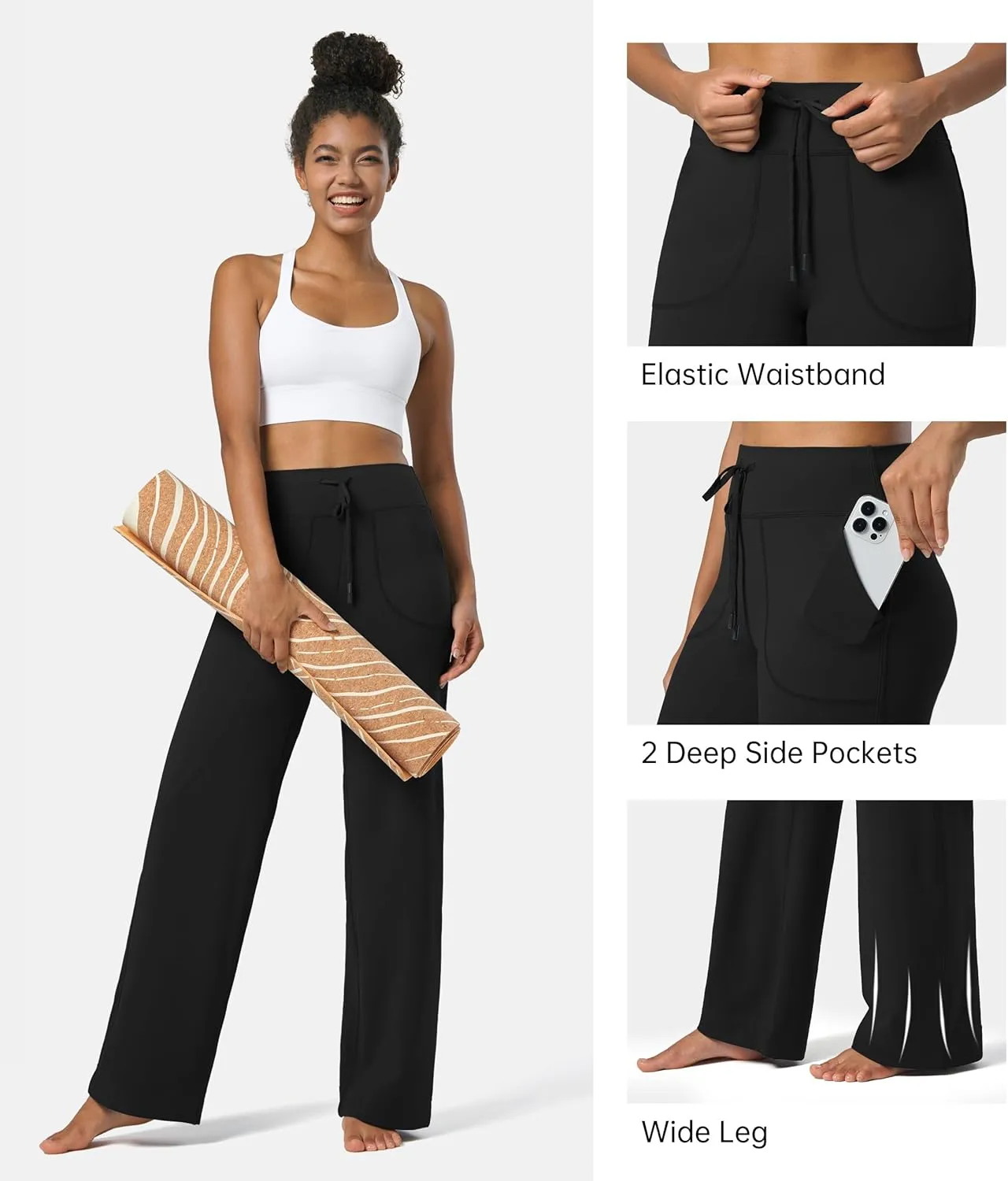 Willit Women's Wide Leg Pants Yoga Pants with Pockets High Waist Stretch Casual Lounge Comfy Pants 29" 31"