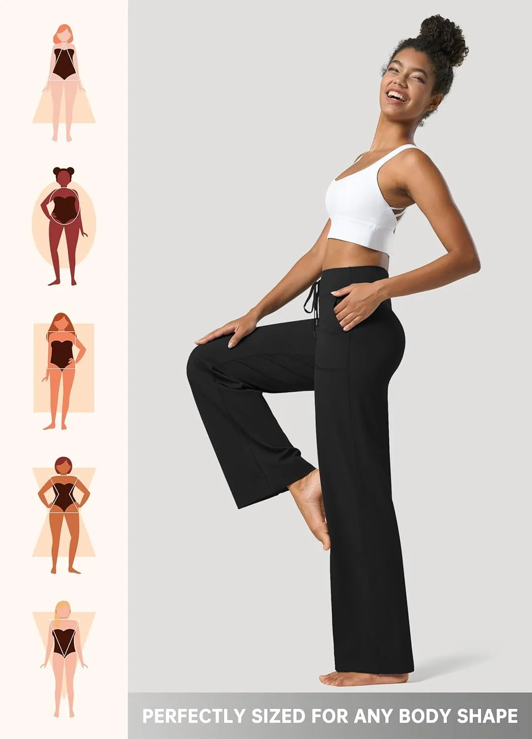 Willit Women's Wide Leg Pants Yoga Pants with Pockets High Waist Stretch Casual Lounge Comfy Pants 29" 31"