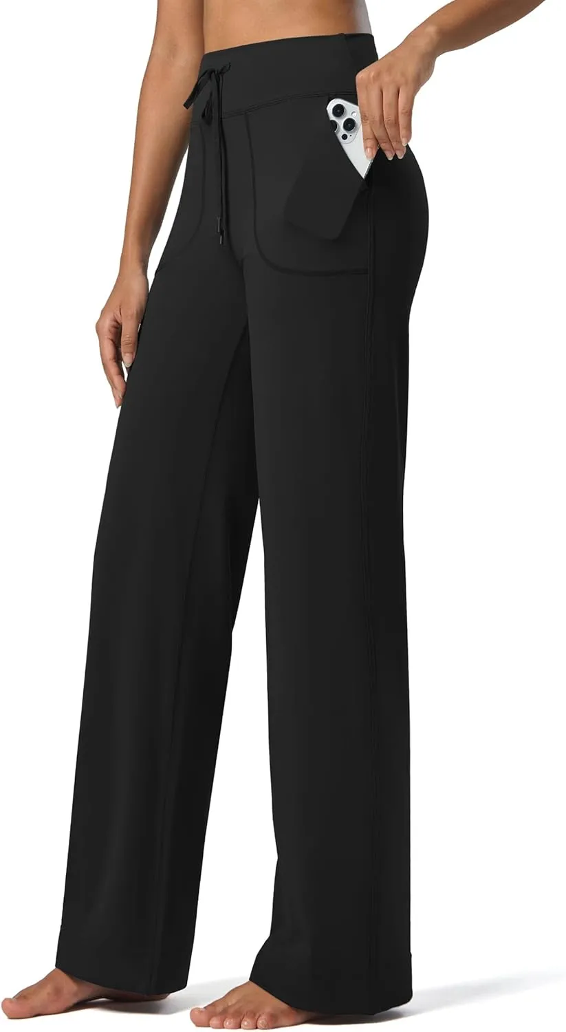 Willit Women's Wide Leg Pants Yoga Pants with Pockets High Waist Stretch Casual Lounge Comfy Pants 29" 31"
