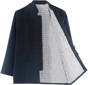 Winter Warm Thicken Tang Suit Men Cotton Padded Kung Fu Uniform Jacket Long Sleeved Coat Tops for Seniors