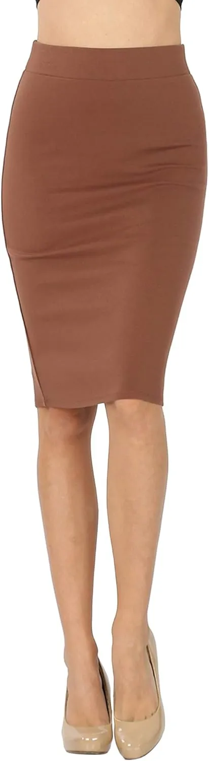 Women & Plus Ponte Knit Basic Knit Pencil Midi Skirt