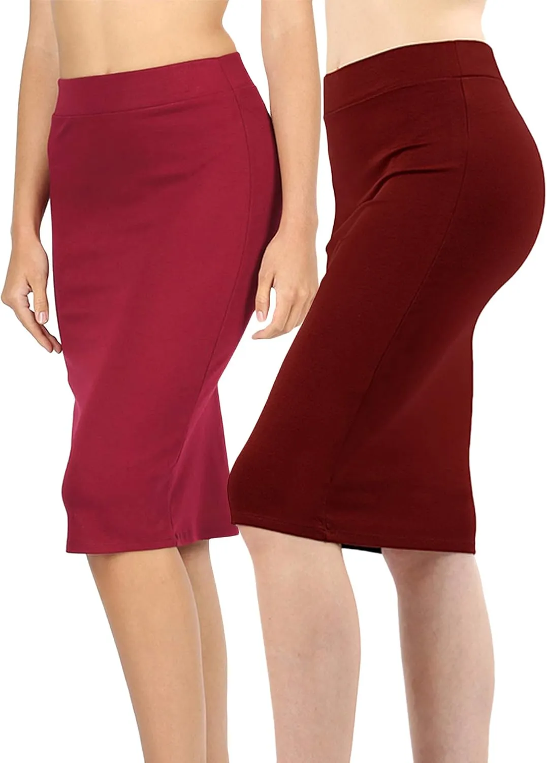 Women & Plus Ponte Knit Basic Knit Pencil Midi Skirt