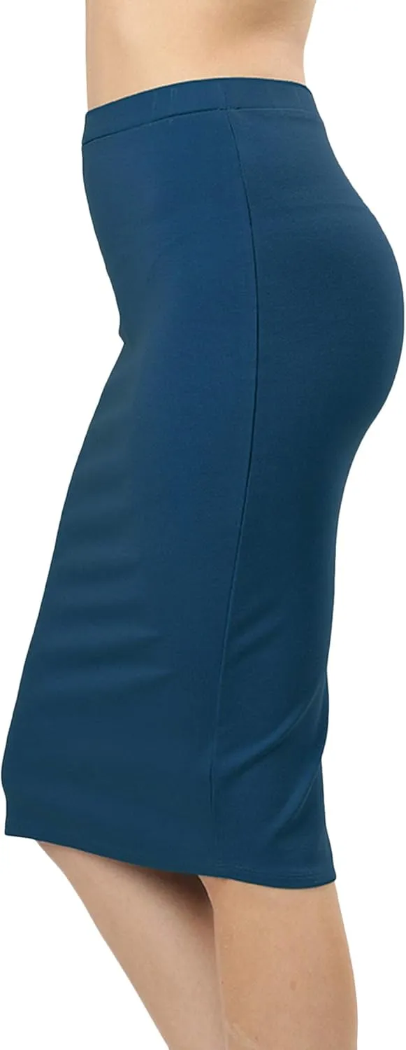 Women & Plus Ponte Knit Basic Knit Pencil Midi Skirt