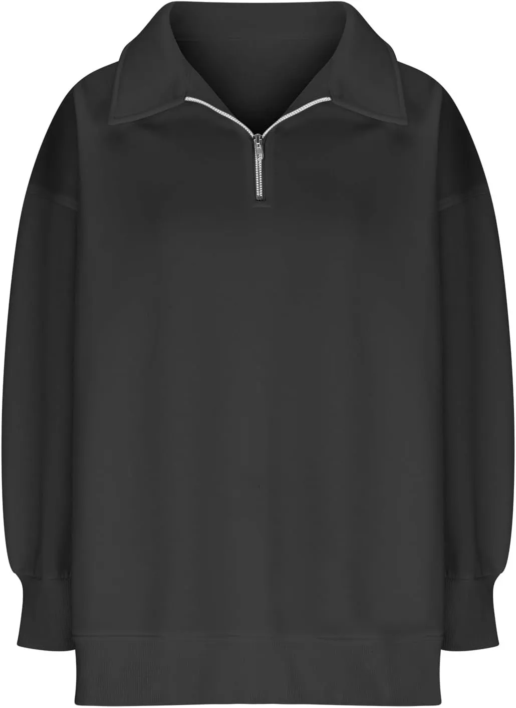 Women Oversized Half Zip Sweatshirt Drop Shoulder Long Sleeves Collar Quarter 1/4 Zipper Pullover Fashion Fall Tops