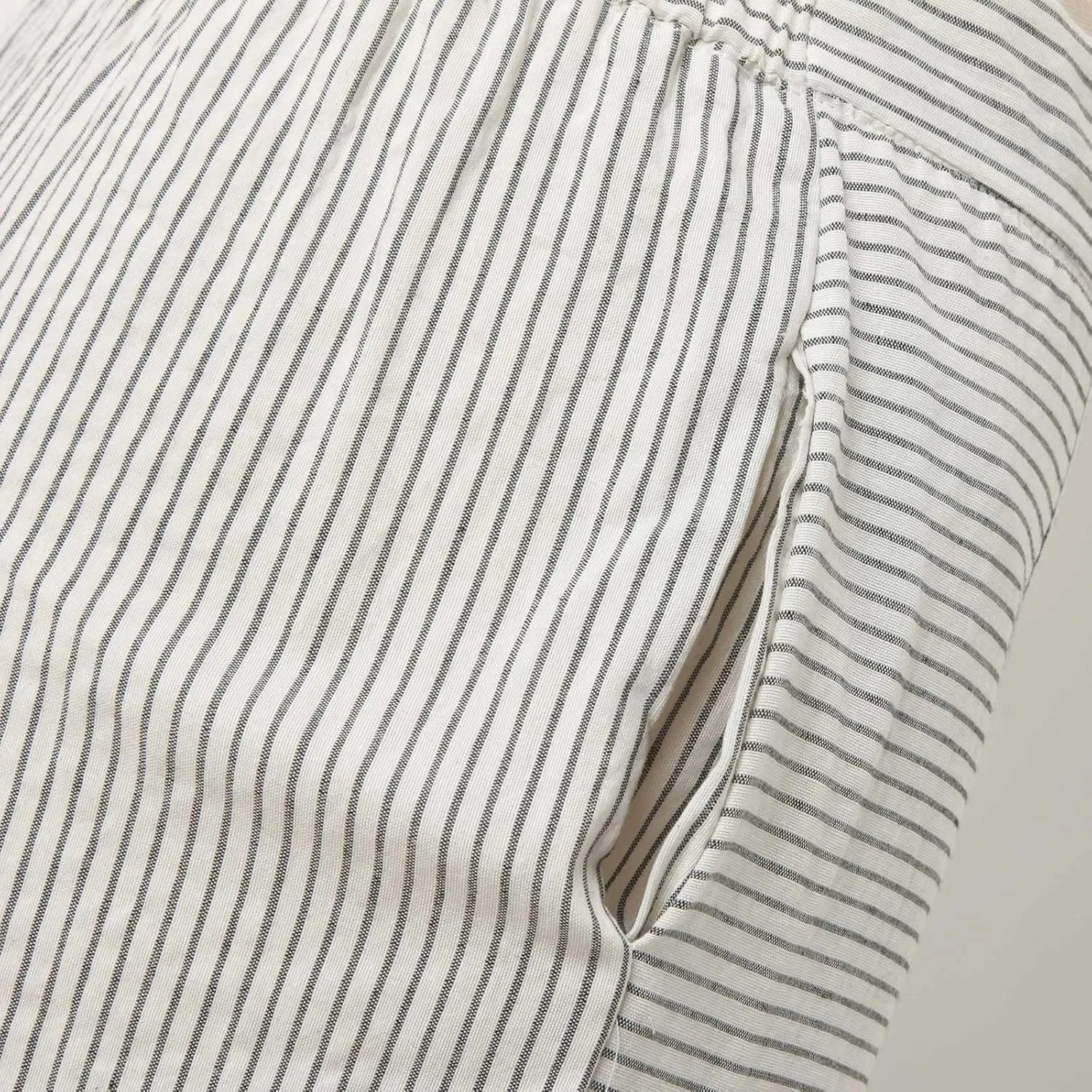 Women's Casual Pants Fashion Striped Patchwork Loose Casual High Waist Pocket Elastic Waist Ankle Length Trousers