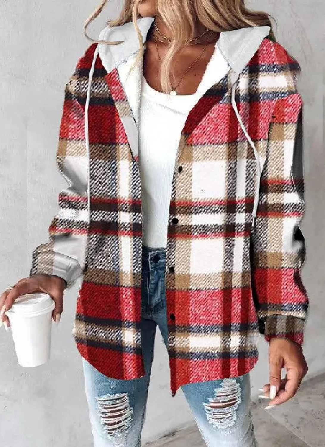 Women's Fall Fashion 2024 Oversized Sweatshirt Casual Long Sleeve Multicolor Print Button Down Hoodies