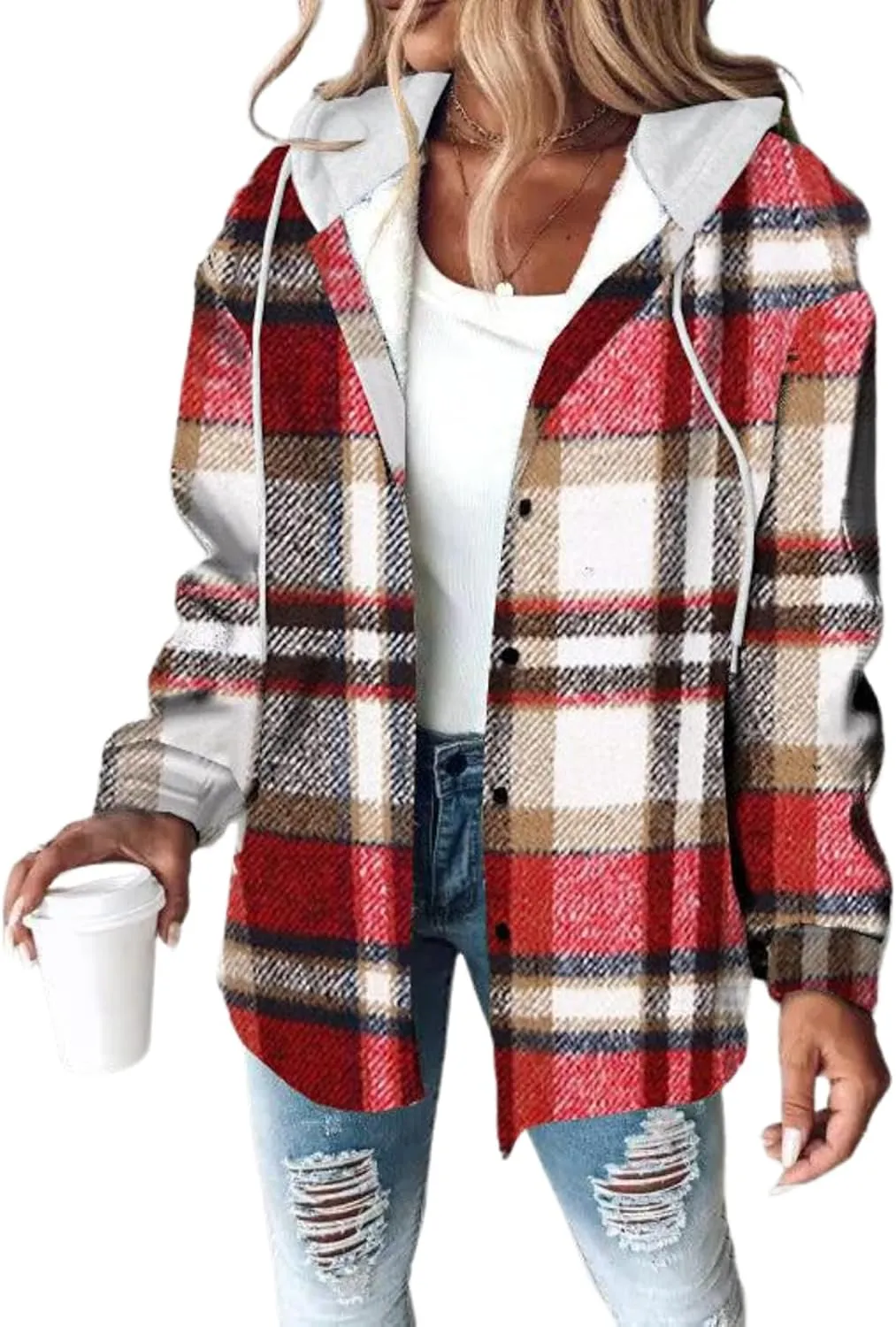 Women's Fall Fashion 2024 Oversized Sweatshirt Casual Long Sleeve Multicolor Print Button Down Hoodies
