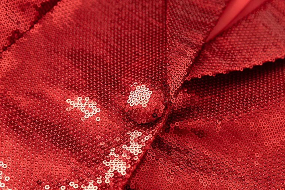 Womens Glitter Blazer Short Pants Set 2 PC Slim Fit Peak Lapel Prom Party Suit Womens Sequins Suit