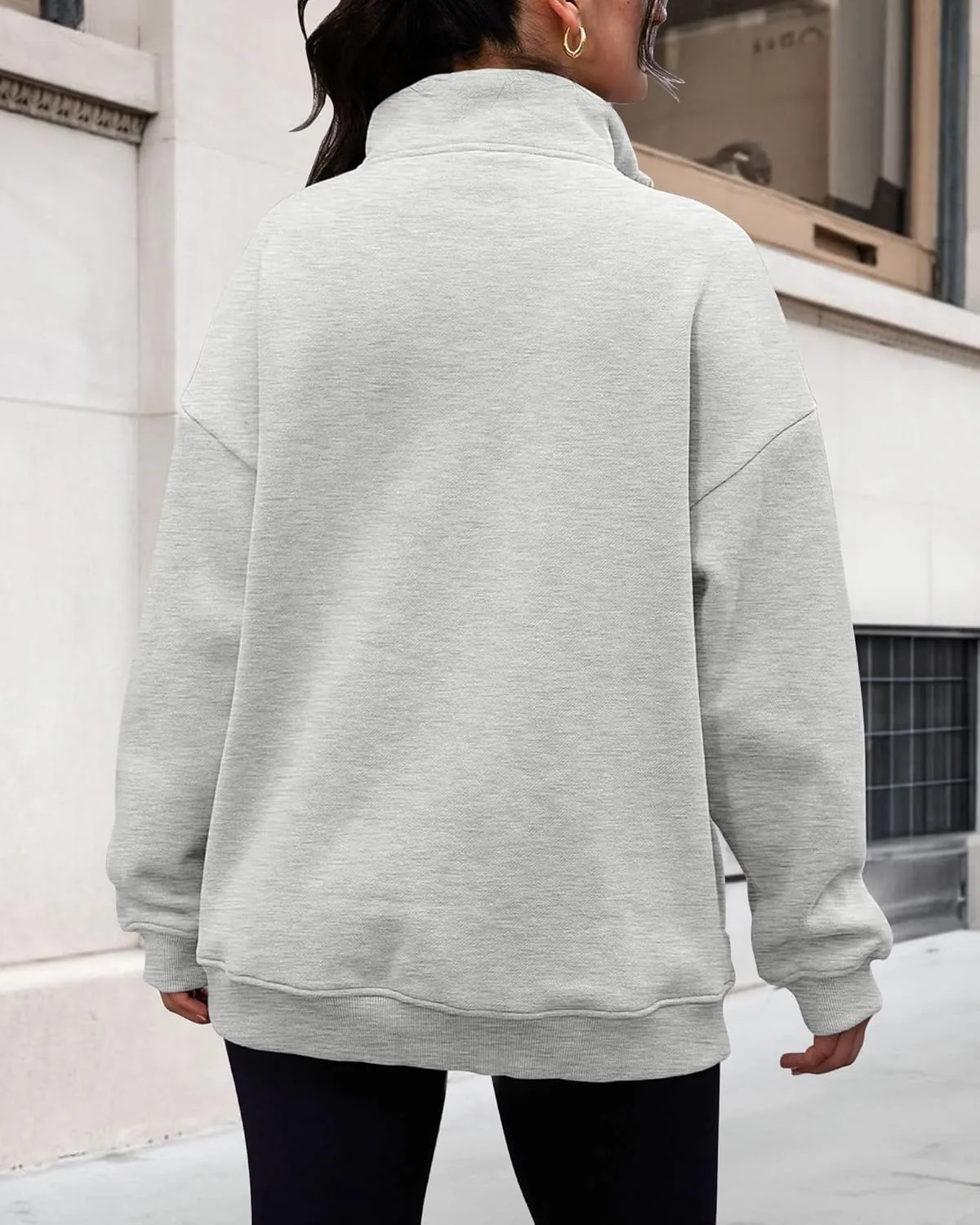 Women's Half Zip Oversized Sweatshirts Fleece Pullover Long Sleeve Hoodies Casual with Pockerts Fall winter