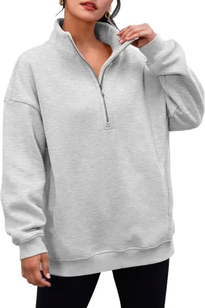 Women's Half Zip Oversized Sweatshirts Fleece Pullover Long Sleeve Hoodies Casual with Pockerts Fall winter