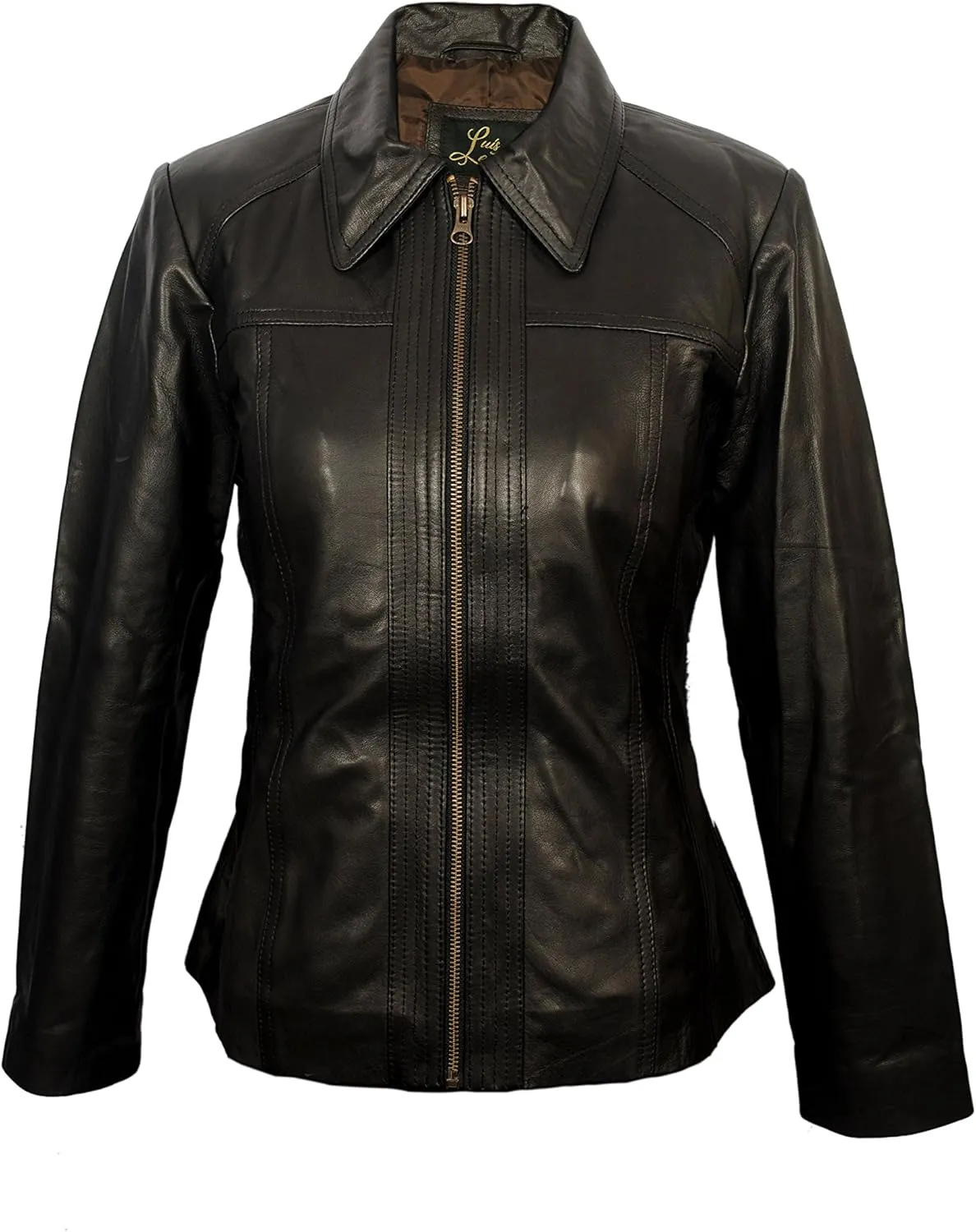 Women's Lambskin Leather Short Peacoat Jacket