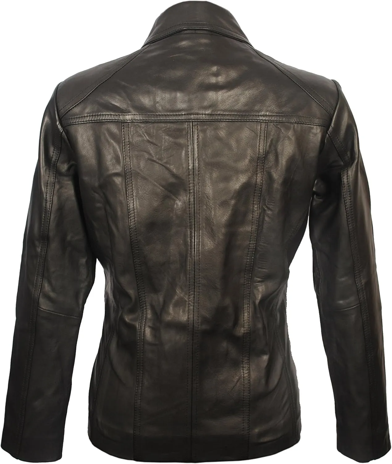Women's Lambskin Leather Short Peacoat Jacket
