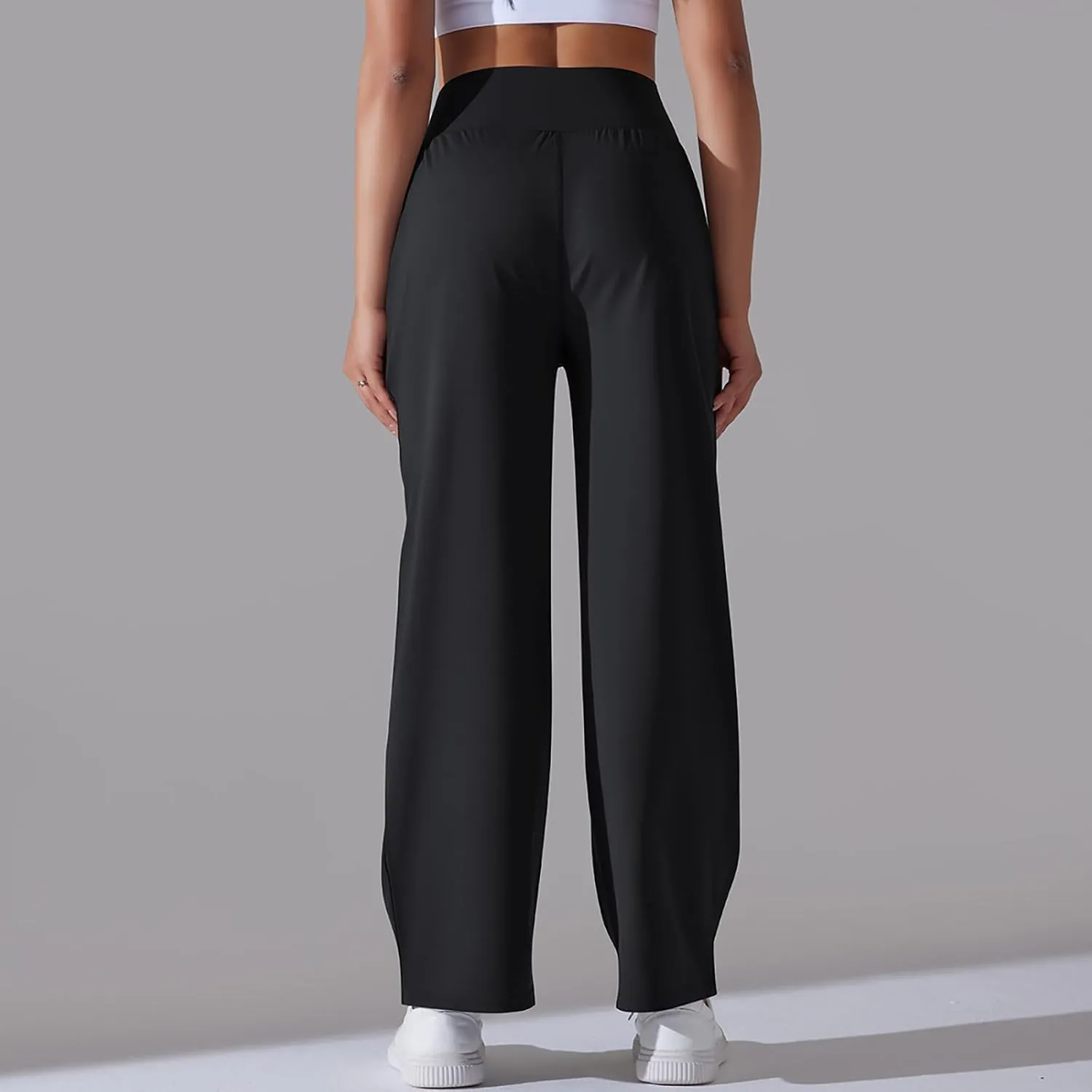 Women's Loose Wide Leg High Waist Yoga Pants with Pockets Stretchy Work Casual Straight Leg Lounge Sweatpants