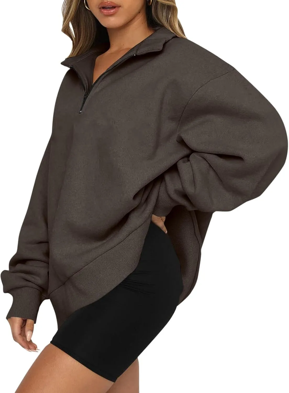 Womens Oversized Sweatshirts Hoodies Half Zip Pullover Fall Fashion Outfits 2023 Y2k Clothes