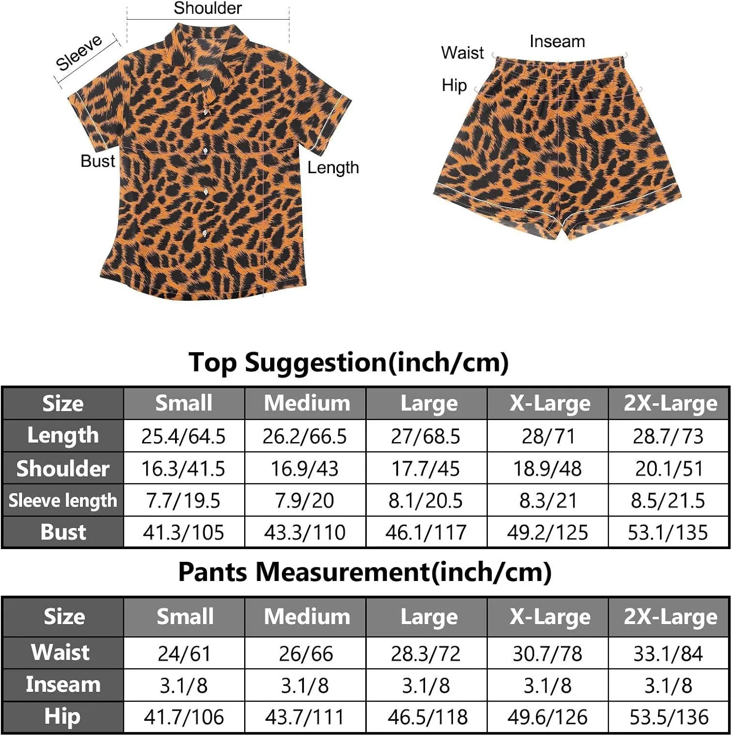 Womens Pajama Set Brown Cheetah Leopard Short Sleeve Sleepwear Soft Satin Pjs Lounge Sets with Pockets S-XXL