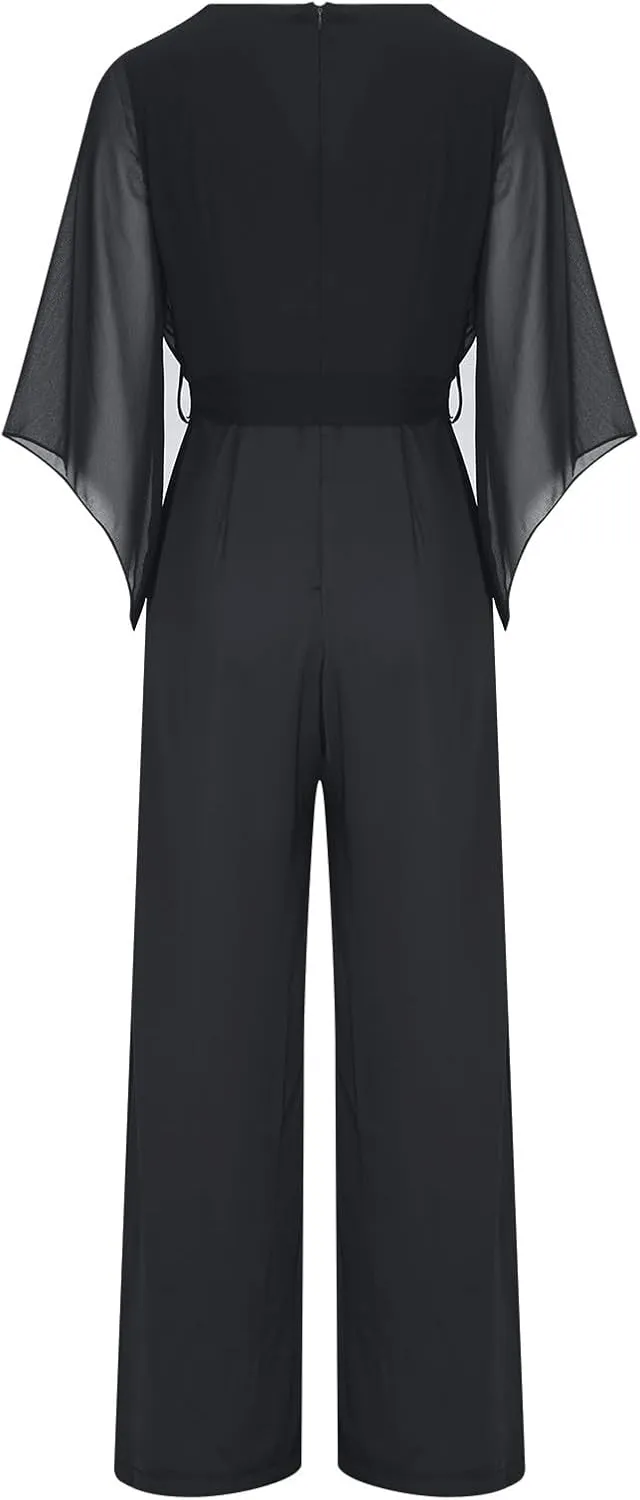 Women's Pantsuits Mother of Bride Wedding Guest Pant Suits 2 Piece Outfits Cold Shoulder Tops for Evening Party