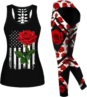 Womens Sugar Skull Yoga Outfits for Women 2 Piece Sets, Summer Tank Tops Leggings Workout Activewear for Girls