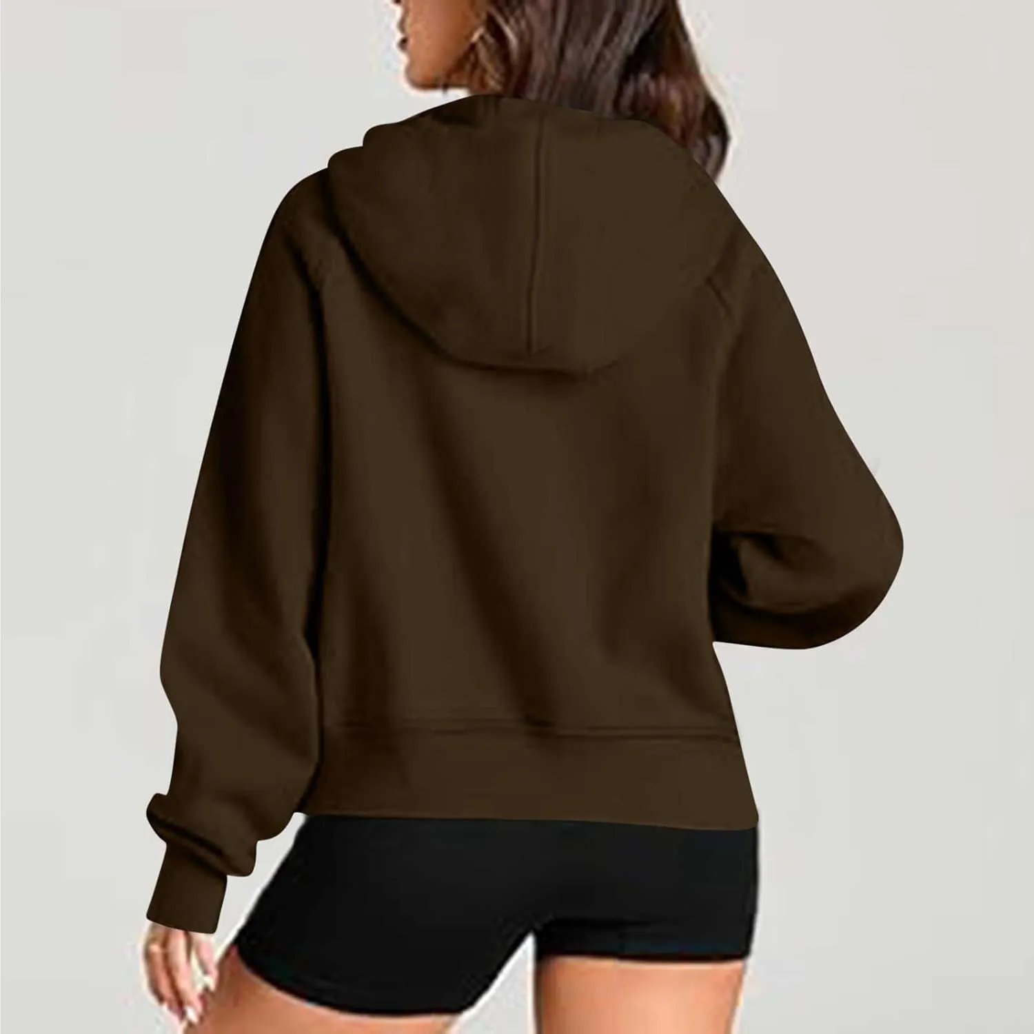 Womens Tops Half Zip Pullover Fleece Stand Collar Sweatshirt Fall Trendy Crop Loose Hoodies with Pockets Thumb Hole