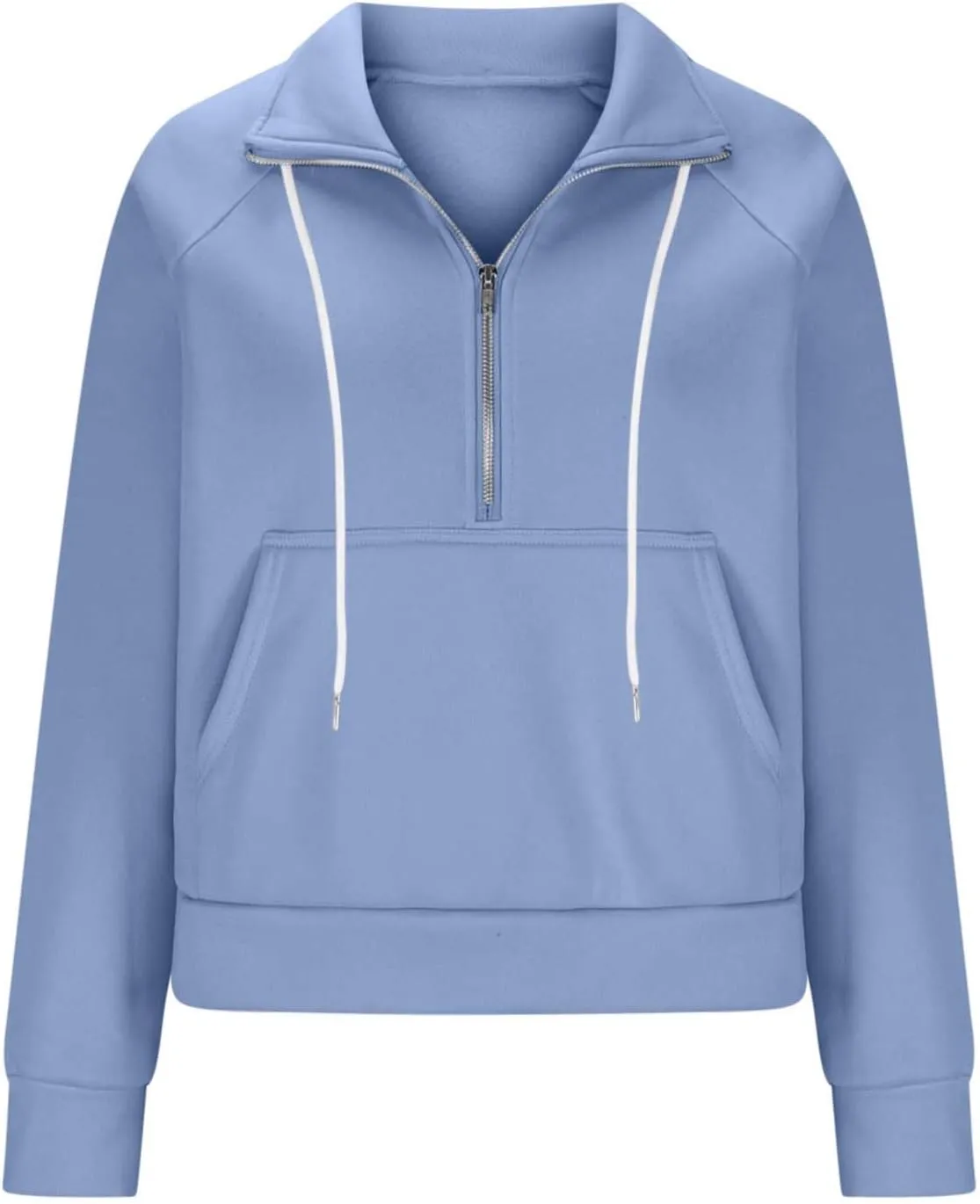 Womens Tops Half Zip Pullover Fleece Stand Collar Sweatshirt Fall Trendy Crop Loose Hoodies with Pockets Thumb Hole